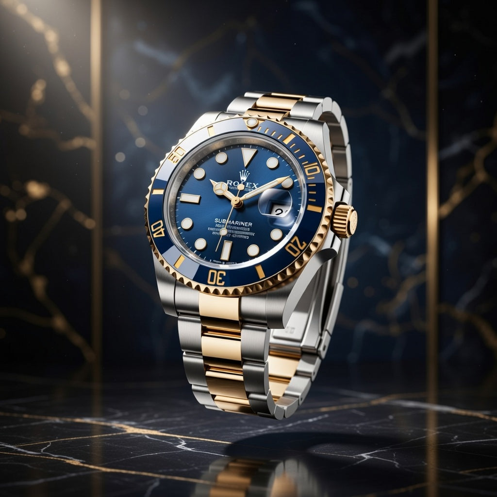 Luxury Two-Tone Automatic Dive Watch – Blue Dial & Gold Bezel
