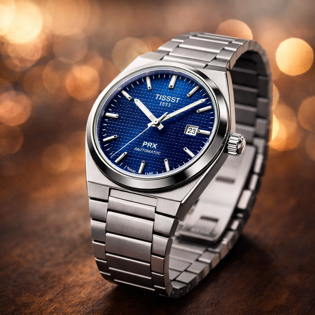 Luxury Blue Textured Dial Stainless Steel Watch – Automatic Style Edition