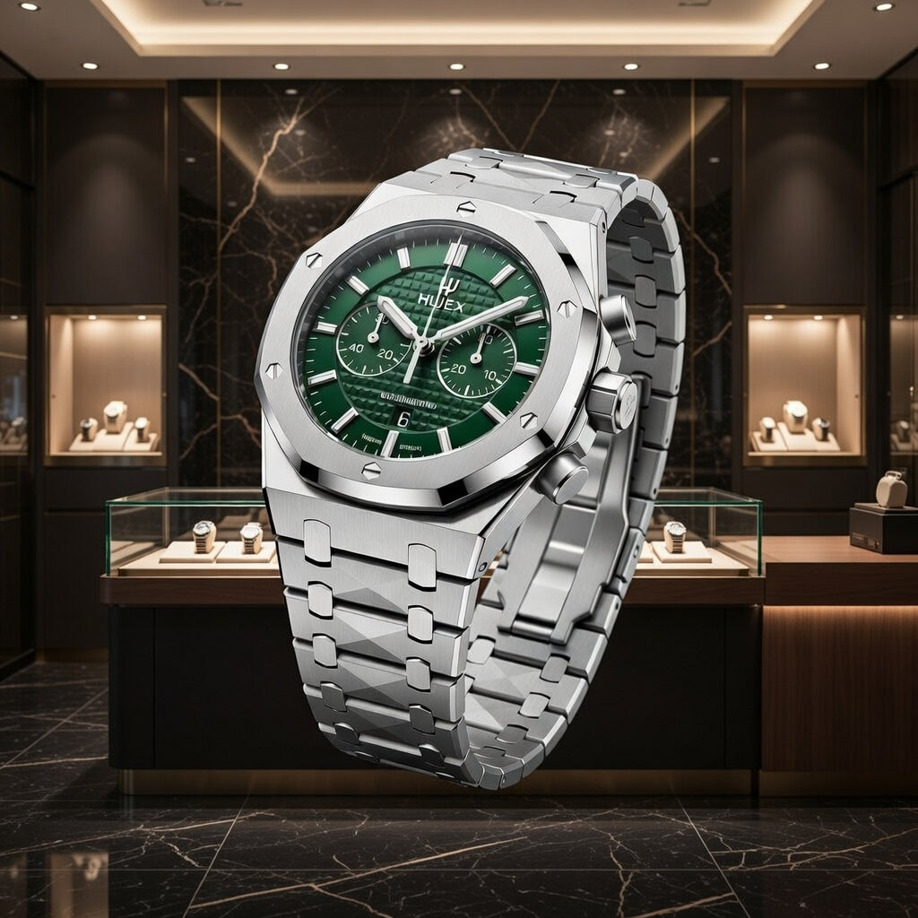 Luxury Green Chronograph Stainless Steel Watch – Bold Sports Edition