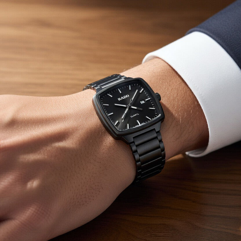 Rado Quartz All Black Square Watch – Premium Edition
