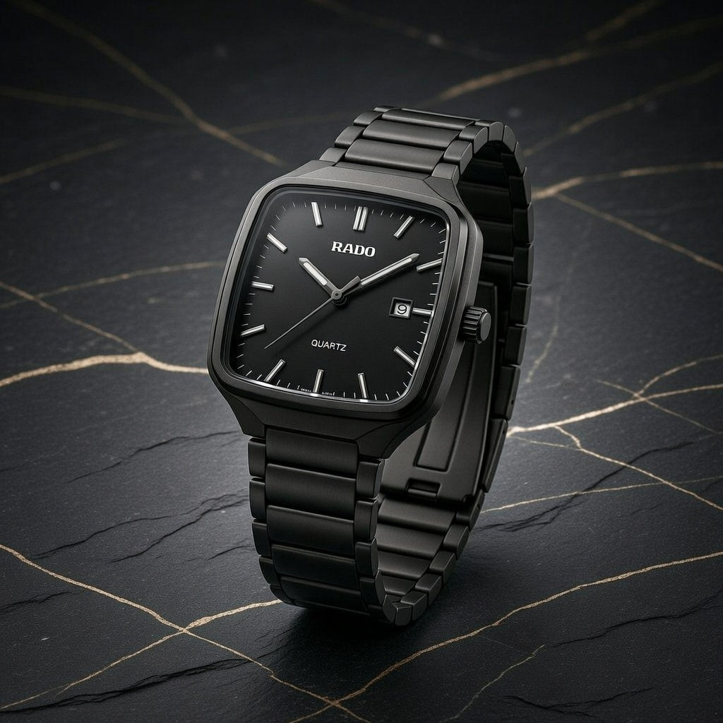 Rado Quartz All Black Square Watch – Premium Edition