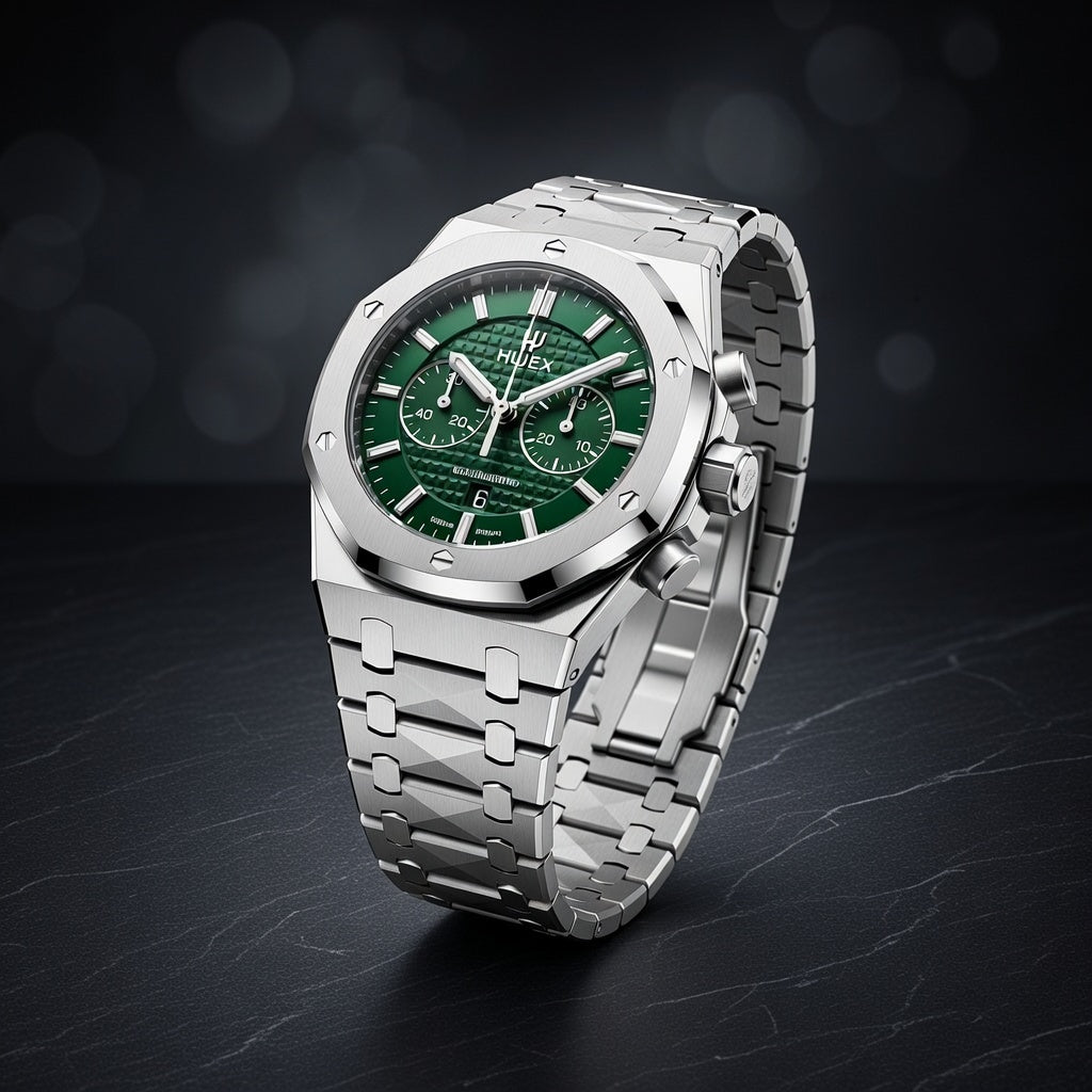 Luxury Green Chronograph Stainless Steel Watch – Bold Sports Edition