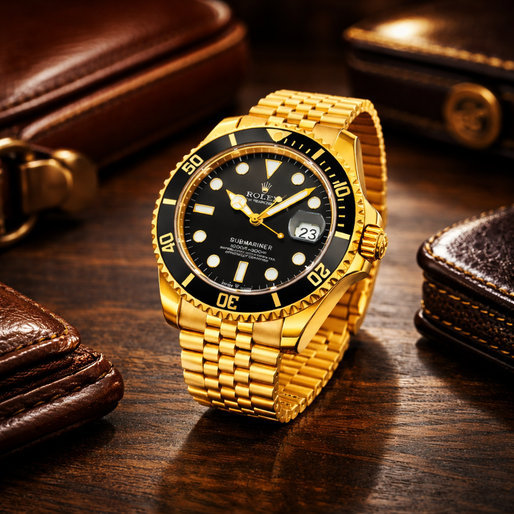 Luxury Gold Automatic Dive Watch – Black Dial with Date Window