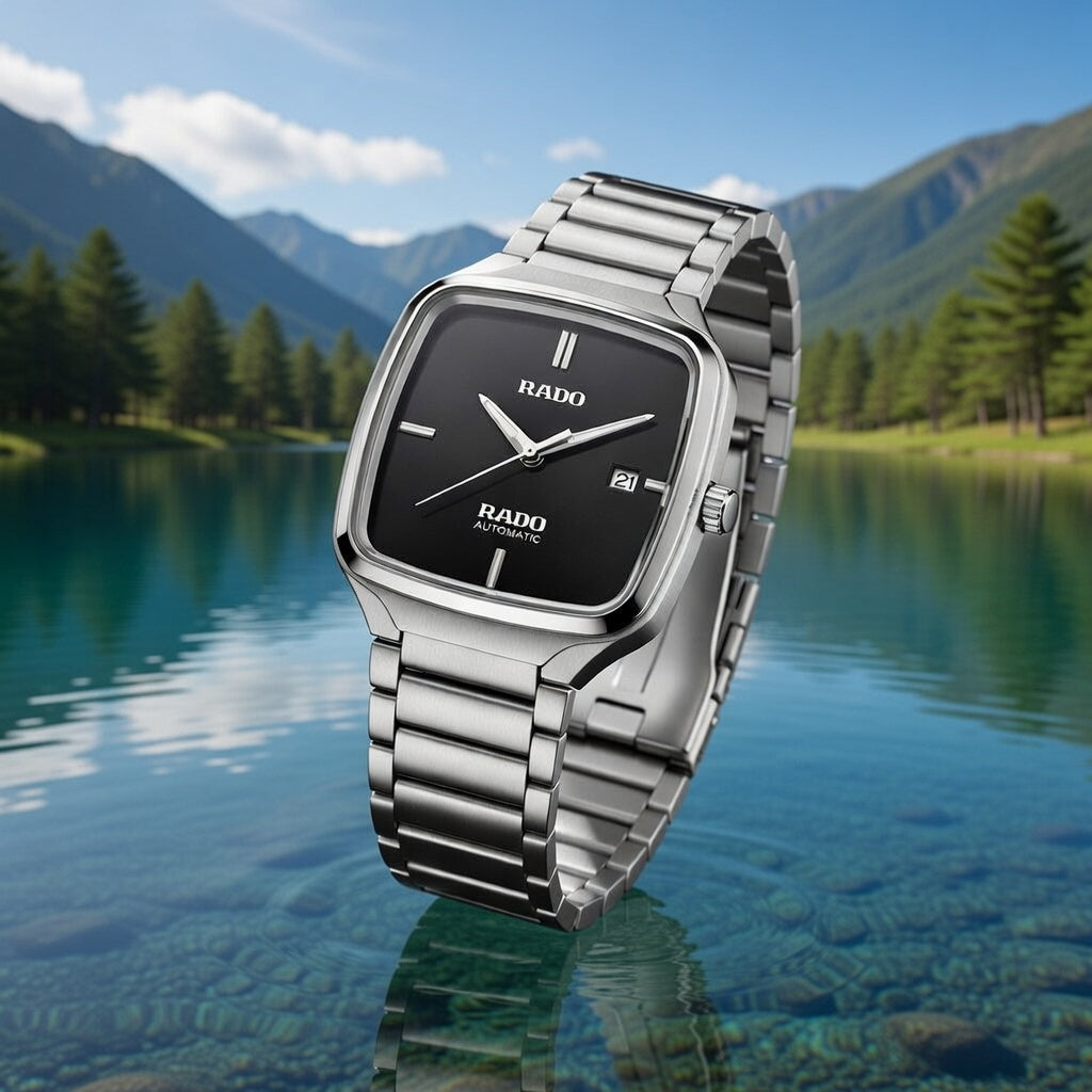 Rado Automatic Square Watch – Silver & Black Edition