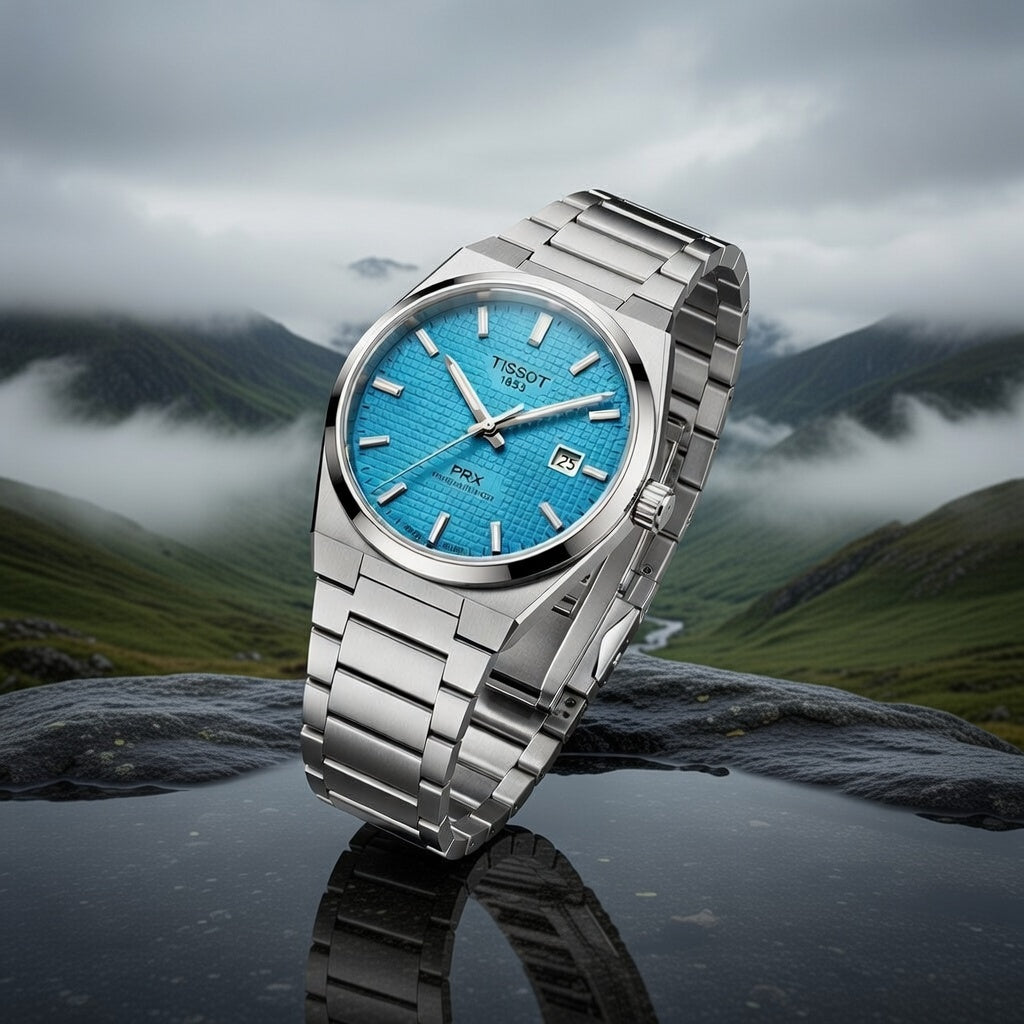 Luxury Ice Blue Textured Dial Stainless Steel Watch – Modern Automatic Style