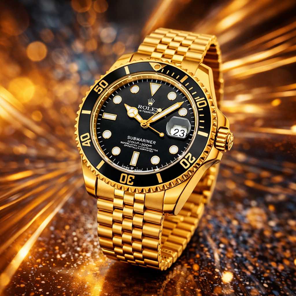 Luxury Gold Automatic Dive Watch – Black Dial with Date Window
