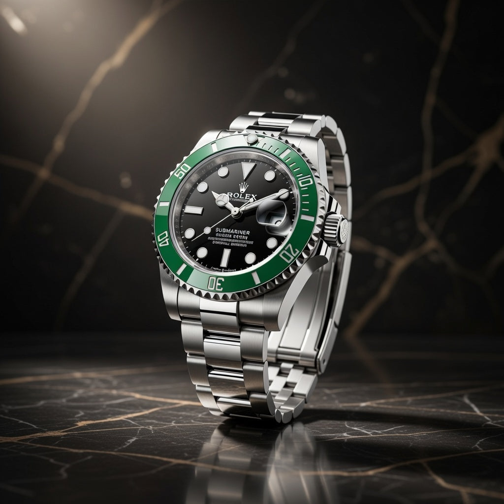 Rolex Luxury Sports Watch – Green Bezel Stainless Steel Edition