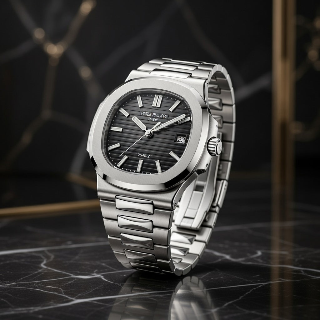 Premium Stainless Steel Black Dial Men's Watch