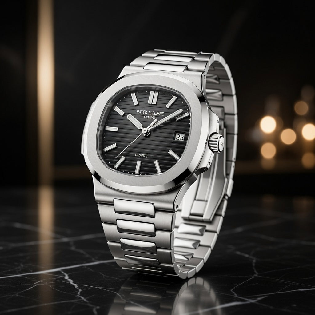 Premium Stainless Steel Black Dial Men's Watch
