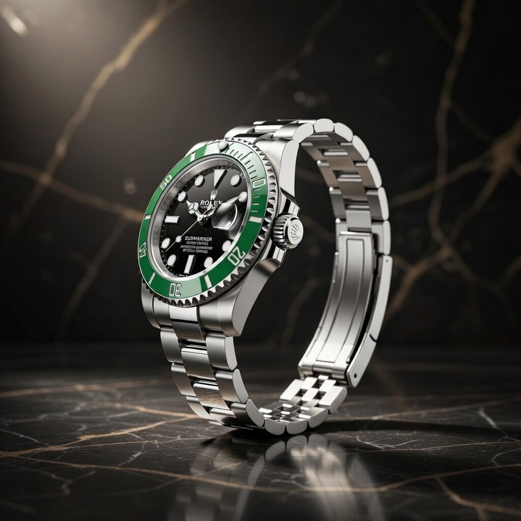 Rolex Luxury Sports Watch – Green Bezel Stainless Steel Edition