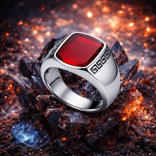 Crimson Stone Luxury Men's Signet Ring
