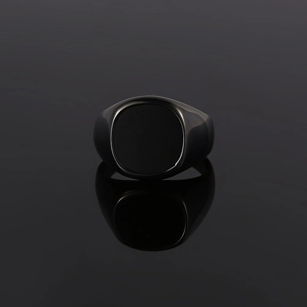 Minimalist Matte Black Signet Ring – Sleek Statement Ring for Men