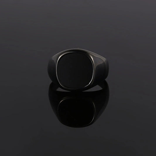 Minimalist Matte Black Signet Ring – Sleek Statement Ring for Men